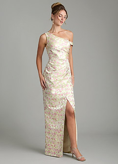 Azazie Elva Robes de demoiselle d'honneur Robe Fourreau en Jacquard Épaule décolletée Fleur Rougissante image6