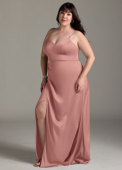 Azazie Marchella Bridesmaid Dresses Rosette A-Line Corset Stretch Satin Dress image10
