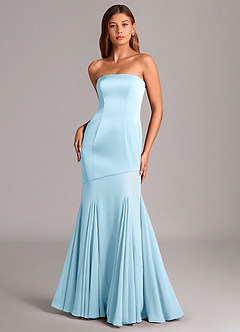 Azazie Uma Jurken voor bruidsmeisjes Converteerbaar Jurk van Chiffon met Zeemeermin Strapless Hemelsblauw image1