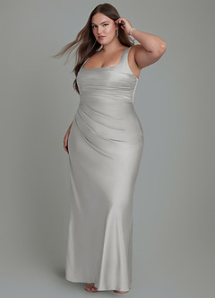 Azazie Agustina Bridesmaid Dresses Silver Mermaid Corset Stretch Satin Dress image10