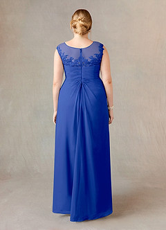 Azazie Endora Mother of the Bride Dresses Royal Blue A-Line Scoop Lace Chiffon Dress image7