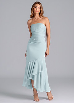 Azazie Danie Venta Final Vestido de Neblina de Gasa de Corte Recto con Sin tirantes image5