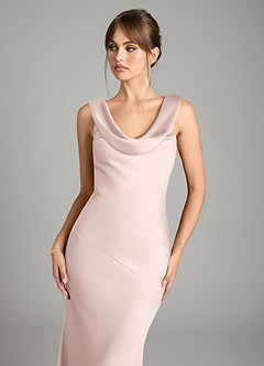 Azazie Rylina Vestidos de damas de honor Vestido de Rosa Rubor de Satén Elástico de Corte Sirena image3