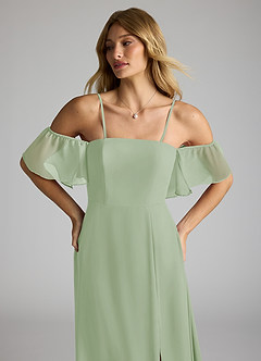 Azazie Sue Bridesmaid Dresses Dusty Sage A-Line Off the Shoulder Chiffon Convertible Dress image2