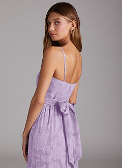 Azazie Nathalia Bridesmaid Dresses Lilac A-Line Bow Floral Burnout Dress image6