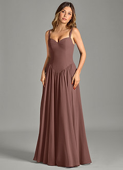 Azazie Evadina Suknie dla druhen Linia A Gorset Szyfon Do ziemi Sukienka image4