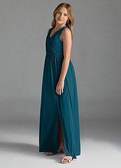 Azazie Tanicia Junior Dusty Rose A-Line Mesh Dress image2