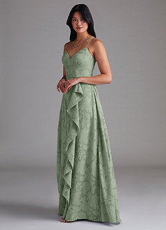 Azazie Naeem Bridesmaid Dresses Agave A-Line Floral Burnout Dress image2