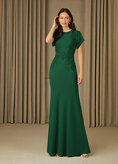 Azazie Adonna Final Sale Dark Green Mermaid Lace Dress image1