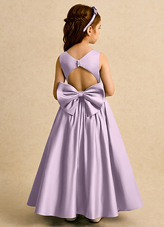 Azazie Nellia Flower Girl Dresses Frosted Lilac A-Line Bow Matte Satin Dress image1