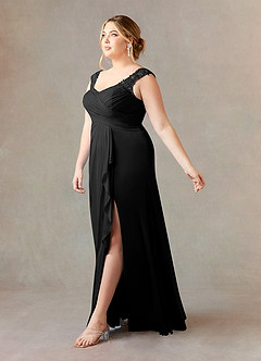 Azazie Edelin Mother of the Bride Dresses Black A-Line Sweetheart Neckline Pleated Mesh Dress image10
