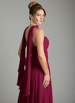 Azazie Gabriela Bridesmaid Dresses Burgundy A-Line Corset Chiffon Dress image12