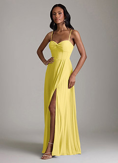 Azazie Akiko Vestidos de madrinha de casamento Vestido Canário de Chiffon de Linha A com Decote Coração image4