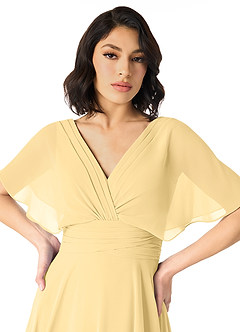 Azazie Pamela Bridesmaid Dresses Butter A-Line V-Neck Pleated Chiffon Dress image4