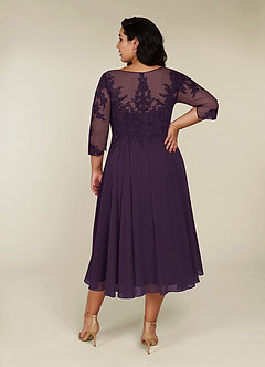 Azazie Marge Mother of the Bride Dresses Plum A-Line Scoop Lace Chiffon Dress image8