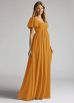 Azazie Madisynn Zwangerschaps Bruidsmeisjekleding Boog Chiffon Vloerlengte Jurk image3