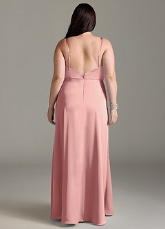 Azazie Brielle Bridesmaid Dresses Rosette A-Line Cowl Spaghetti Straps Stretch Satin Dress image7