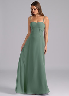 Azazie Valentine Bridesmaid Dresses Eucalyptus A-Line Corset Chiffon Dress image3