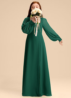 Azazie Bondi Junior Robe Trapèze en Mousseline de soie Blouson émeraude image1