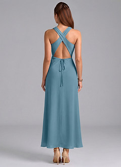 Azazie Evadne Vestidos de damas de honor Vestido de Bermudas de Gasa de Corte Recto con Plisado image6