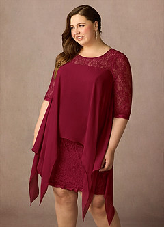 Azazie Flo Kleider für die Brautmutter A-Linie Spitze Chiffon Kleid Burgunderrot image11