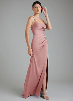 Azazie Sierra Robes à essayer chez vous Robe Trapèze en Satin extensible Corset Rose Poussiéreuse image4