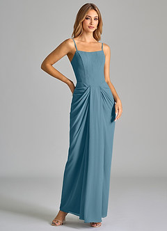 Azazie Anaïs Abiti da Damigella Abito Tubino in Chiffon Senza Cinturino Bermuda image6