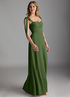 Azazie Lizet Bridesmaid Dresses Olive A-Line Sweetheart Neckline Chiffon Dress image3