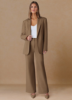 front Marina Tryffel Raffinerade vävda raka byxor