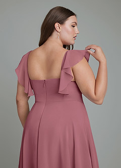 Azazie Leilani Robes de demoiselle d'honneur Robe Trapèze en Mousseline de soie Plissé Rose Du Désert image8