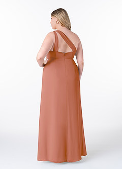 Azazie Maive Robes de demoiselle d'honneur Robe Fourreau en Mousseline de soie Plissé à volants Mai Tai image8