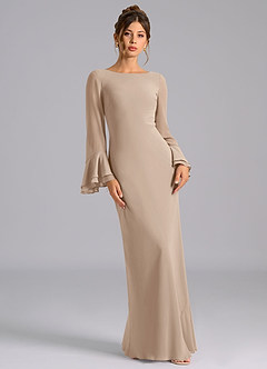 Azazie Leone Bridesmaid Dresses Taupe Mermaid Corset Chiffon Dress image4