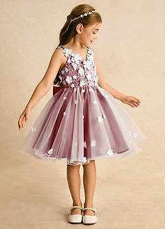 Azazie Junebug vestidos de niña de las flores Vestido de Marfil Granada de Tul de Princesa con Encaje image4