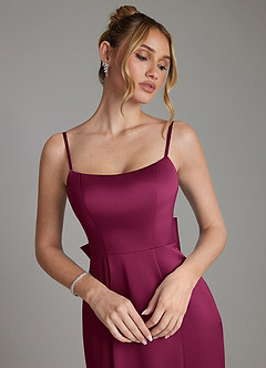 Azazie Zherra Bridesmaid Dresses Red Plum Mermaid Bow Stretch Satin Dress image3