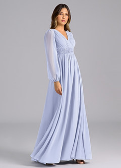 Azazie Palerma Bridesmaid Dresses Lavender A-Line Long Sleeve Chiffon Dress image5