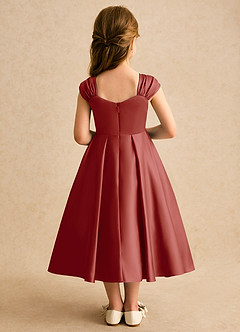 Azazie Yosemite Flower Girl Dresses Terracotta Ball-Gown Sweetheart Neckline Matte Satin Dress image2