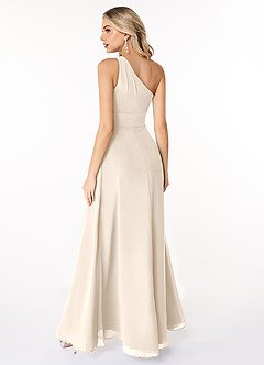 Azazie Dallas Bridesmaid Dresses White Alabaster A-Line One Shoulder Chiffon Dress image2
