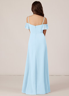 Azazie Juna Junior Sky Blue A-Line Off the Shoulder Chiffon Dress image2