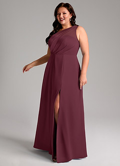 Azazie Phaedra Brautjungfernkleider A-Linie One-Shoulder Chiffon Kleid Cabernetrot image14