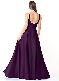 Azazie Neve Bridesmaid Dresses Grape Ball-Gown with Pockets Stretch Satin Dress image2