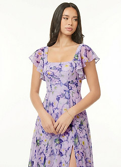 Azazie Bondi Bridesmaid Dresses Lilac Bloom A-Line Ruffled Chiffon Dress image6