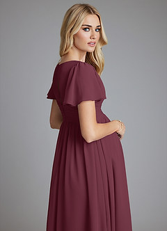 Azazie Verna Maternity Bridesmaid Dresses A-Line V-Neck Ruched Chiffon Floor-Length Dress image7