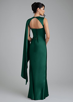 Azazie Taj Bridesmaid Dresses Emerald Mermaid Corset Stretch Satin Dress image7