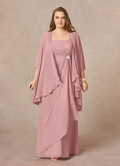 Azazie Weisz Final Sale Dusty Rose A-Line Square Neckline Pleated Chiffon Dress image7