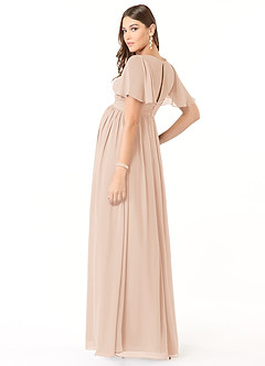 Azazie Verna Maternity Bridesmaid Dresses A-Line V-Neck Ruched Chiffon Floor-Length Dress image4
