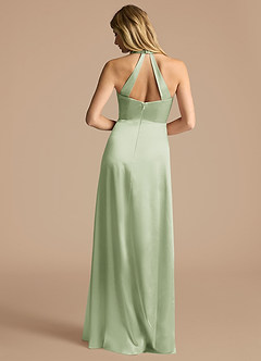 Azazie Janessa Final Sale Dusty Sage A-Line Metallic Satin Dress image6