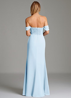 Azazie Riley Robes de demoiselle d'honneur Robe Fourreau Convertible en Mousseline de soie Épaule décolletée Bleu Ciel image3