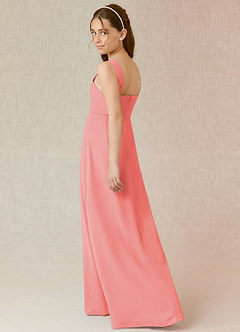 Azazie Denice Junior Coral A-Line Chiffon Dress image2