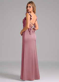 Azazie Jessamine Bridesmaid Dresses Vintage Mauve A-Line Corset Stretch Satin Dress image2
