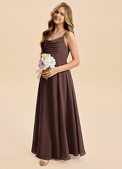 Azazie Gia Junior Ganache A-Line Pleated Chiffon Dress image7